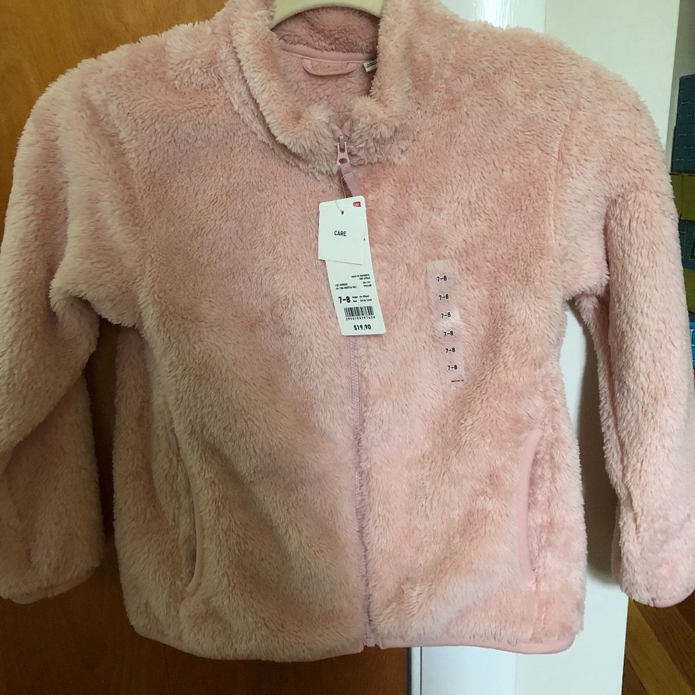 Uniqlo Kids Fluffy Long Sleeve Fleece Jacket, 7-8